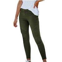 Ženske osnovne gamaše rastezljive vitke elastične visoke struke mršave ležerne radne hlače povlače se na hlačama