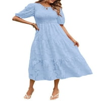 Ženska ljetna haljina maxi puff rukava boho creveck a-line ljuljačke haljine ležerne duge haljine