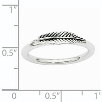 Sterling Silver Antiqued Peather prsten