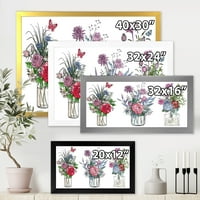 DesignArt 'prozirne vaze s buketima divljih cvijeća I' Farmhouse uokvireni umjetnički tisak