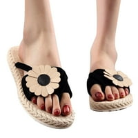 Ženske papuče proljetne ljetne povremene žene sandale suncokret ravna plaža ravne papuče crno 8