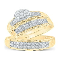 Kraljica dijamanata Od 14k žutog zlata, njegov i njezin okrugli dijamantni grozd koji odgovara svadbenom setu