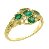 Britanci su napravili čvrsto 10k žuto zlato prirodni smaragdni i dijamantni ženski obljetnički prsten - Opcije