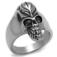 Srebrni prsten od nehrđajućeg čelika za muškarce i djecu s animiranom lubanjom