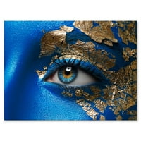 DesignArt 'Portret mlade žene modela s plavim make-up-om' Moderni platno zidne umjetničke tiska
