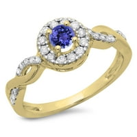 Kolekcija DazzlingRock 14K okrugli Tanzanite & White Diamond Ladies Swirl Bridal Halo zaručnički prsten, žuto