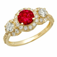 Ružičasti prsten od turmalina okruglog reza od 1,79 karata od žutog zlata od 18 karata ugraviran za godišnjicu