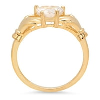 1. karatno srce izrezano prozirnim imitiranim dijamantom od žutog zlata 18K graviranje godišnjice zaruka vjenčani
