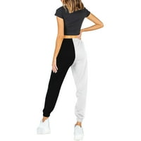 WOXINDA Ženske džepne hlače Twistents Tiskane udobne vježbe s visokim strukom casual joggers hlače casual haljine