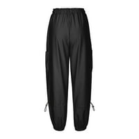 Pyju padobranske hlače za žene trendovske, elastične teretne hlače s visokim strukom Lagane ravne široke noge