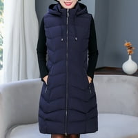 Kardigan za žene modni dugi zimski kaput s patentnim zatvaračem prsluk s kapuljačom topli donji kaput bez rukava