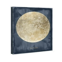 Wynwood Studio Astronomy and Space Wall Art Canvas Otisci 'La Luna' Mjesec - zlato, plava