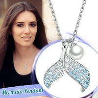 Fishtail biserna dijamantna ogrlica za žene, prigodni privjesak, poklon za nakit
