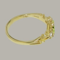 Britanci su napravili 9k žuto zlato Prirodni peridot i kubični cirkonij ženski zaručnički prsten - Opcije veličine
