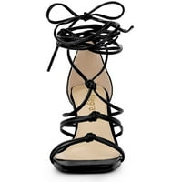 Jedinstvene ponude ženske čipke up Strappy chunky sandale s visokim potpeticama