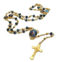 Ogrlica s krunicom i križem, lanac džempera od zlatnih metalnih perli, vjerska molitva, ceremonija prve pričesti,