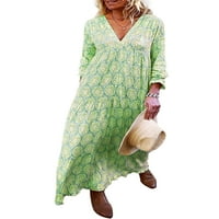 Plus size široka ležerna duga haljina Maksi majica s cvjetnim printom za žene jesenski Print Paislee Svečana koktel