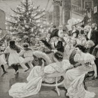 Engleski Običaji U 19. Stoljeću. Božićno Drvce. Iz ilustracije Španjolske i Amerike, koju je 1892.objavio Ken