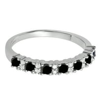 Kolekcija 0. Zaručnički prsten s okruglim crnim i bijelim dijamantima za žensku godišnjicu braka od 10k bijelog