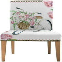 Akvarel bijeli bicikl Lijepa cvjetna košara elastična navlaka za stolicu zaštitna navlaka za sjedalo za blagovaonicu