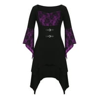 Gotičke Steampunk haljine za žene, Vintage haljina s dugim rukavima Za Noć vještica, Midi haljina Na vezanje s