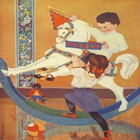 Otisak plakata Kennetha drljača Mali brčkajući konj za ljuljanje