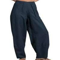 Paille žene čvrste boje labave hlače Baggy Ljetna dna s džepovima odmor Palazzo Tont Loungewear