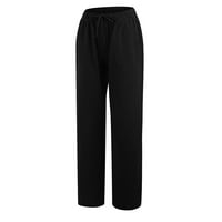 Ženske lanene hlače u donjem rublju, Ležerne široke hlače Plus veličine s elastičnim pojasom, široke hlače s džepovima