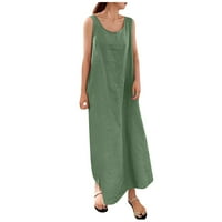 Ženske haljine Za plažu s naramenicama za špagete, jednobojna Majica Bez rukava, Maksi haljina u zelenoj boji