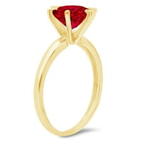 Vjenčani prsten okruglog reza s crvenim prirodnim granatom od 2,5 karata u žutom zlatu od 14 karata, veličine