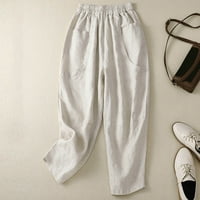 Ljetne ženske hlače širokog kroja s visokim strukom, Ležerne ošišane hlače s džepovima, ženske Ležerne hlače u