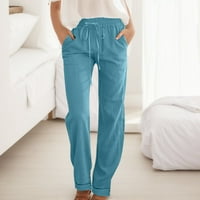 SIMU ženske ležerne hlače hlače za žene široke noge ležerne hlače s džepovima lagane visoke podesive podesive