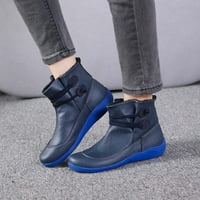 Ženske Gležnjače, modne čizme s niskom potpeticom, Ženske elegantne ravne cipele Na vezanje, plava Veličina 8
