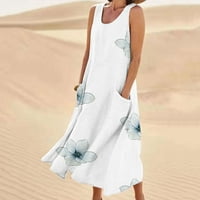 Ženska pamučna Midi haljina s džepom Ljetna rasprodaja Plaža pametna ležerna udobna boho svečana sundress bez