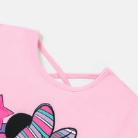 Disney Minnie Mouse Toddler Kid Girl Lik Print Crisscross Natrag majica s kratkim rukavima