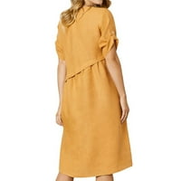 Ljetne haljine ženske haljine s koricama bluza s okruglim vratom s ugrađenim džepom u narančastoj boji