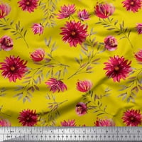 Tkanina Od Poli Georgette s cvjetnim printom lišća i astera na tkanini širine dvorišta
