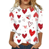 Ženska bluza s rupicama na prsima ženska modna ležerna bluza s rukavima od tri četvrtine s printom za Valentinovo
