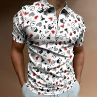 Košulje za muškarce, modna dnevna odjeća za Valentinovo s digitalnim printom od 3 inča, majica s patentnim zatvaračem