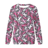 Modne majice za podizanje svijesti o raku dojke Ženske dukserice s dugim rukavima s okruglim vratom listopadski