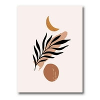 DesignArt 'Apstact tropski palmini list, minimalno sunce i mjesec I' Moderni platno zidne umjetničke print