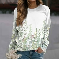 Ženske jednostavne pulovere s okruglim vratom s dugim rukavima, Ležerne grafičke majice, majice