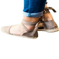 Udobne ženske sandale sa zatvorenim prstima, večernje retro ravne sandale, ravne cipele za hodanje na vezanje