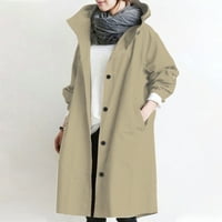 Dodaci / Ženski jesen/ zima topli kaput s kapuljačom plus size jednobojni dugi rukavi s patentnim zatvaračem debele