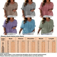 Ženske elegantne majice s volanima s gumbima, labava lanena pamučna bluza s izrezom u obliku slova u, prevelike