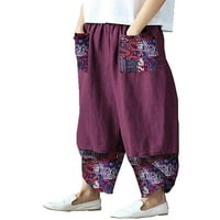 Ženske vrećaste Palazzo hlače s cvjetnim printom s džepovima, dnevna odjeća visokog struka, široke hlače za plažu