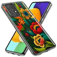 Samsung Galaxy A02S otporan na šok čist hibridni zaštitni telefon Telefona Šareno crveno narančasto cvjetni cvjetovi