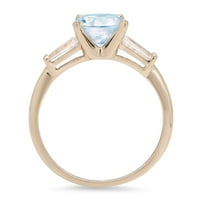 2,0-karatni lažni plavi dijamantni prsten okruglog reza u 14-karatnom žutom zlatu, veličine 10,5.