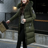 Ženski kaput Plus size ženski jednobojni casual debeli zimski ugrađeni Lummi donji kaput vojna zelena prodaja