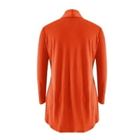 Ženski Jednobojni široki kardigan s dugim rukavima, pletena jakna, narančasta, haljine za